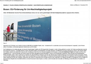 Bozen_ EU-Förderung für Uni-Nachhaltigkeitsprojekt